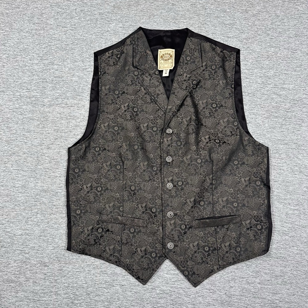 WAH Maker Frontier Vest Mens Medium Paisley Western Wear Rodeo Cowboy Ranch USA